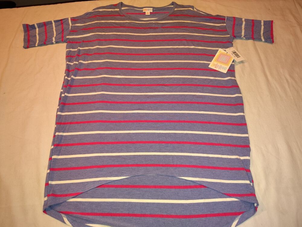 Lularoe Irma Tunic Shirt Women's Sz Xtra Small XS Red White Blue Stripes NWT NEW